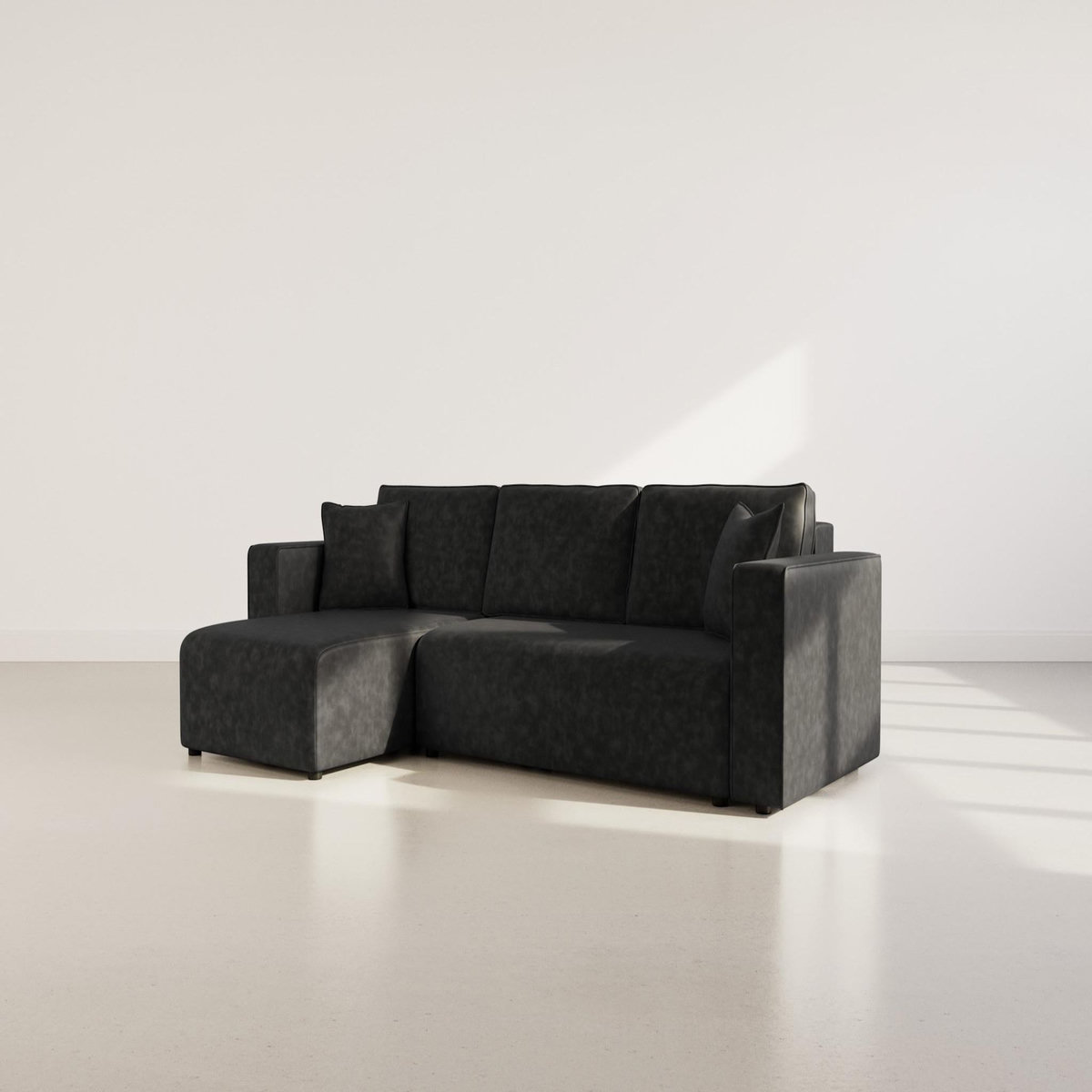 BEST MOBILIER Topaze - canapé d'angle réversible 4 places convertible avec coffre en simili