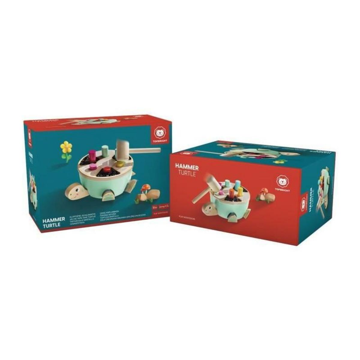 TOPBRIGHT Jeu de Tape-Tape Tortue - TOP BRIGHT - Bâtons Colorés - Marteau en Bois - Pattes - Tete - Queue