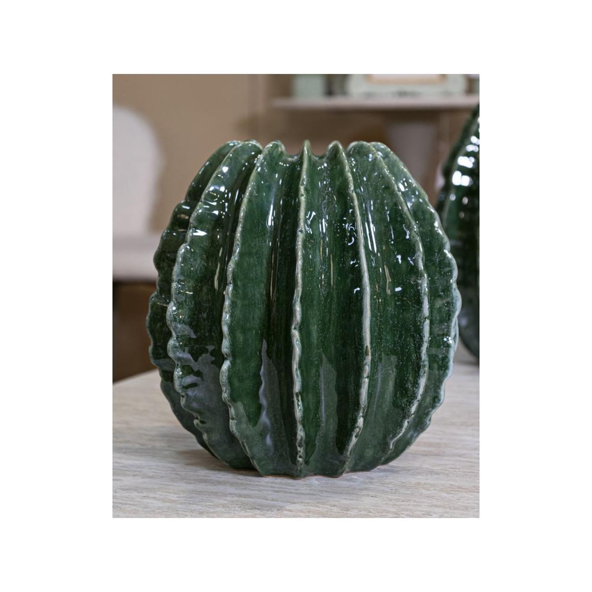 Voir la diapositive 4 : Paris Prix Vase déco en céramique  cactus  24cm vert