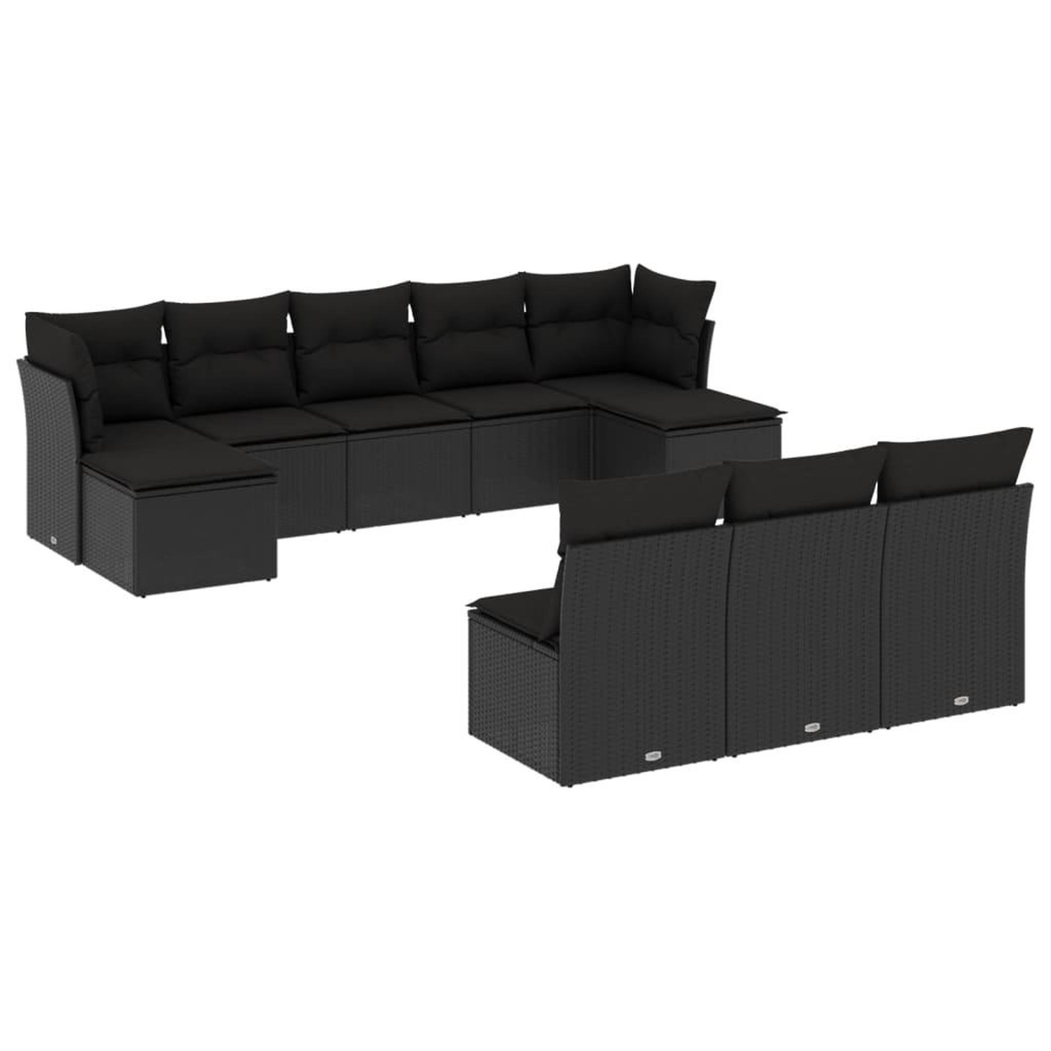 Voir la diapositive 2 : VIDAXL Salon de jardin 10 pcs avec coussins noir resine tressee