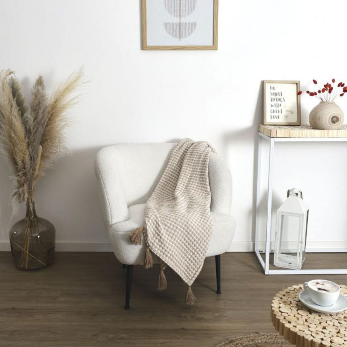 Paris Prix Plaid Nid d'Abeille  Gaufré  125x150cm Beige & Taupe