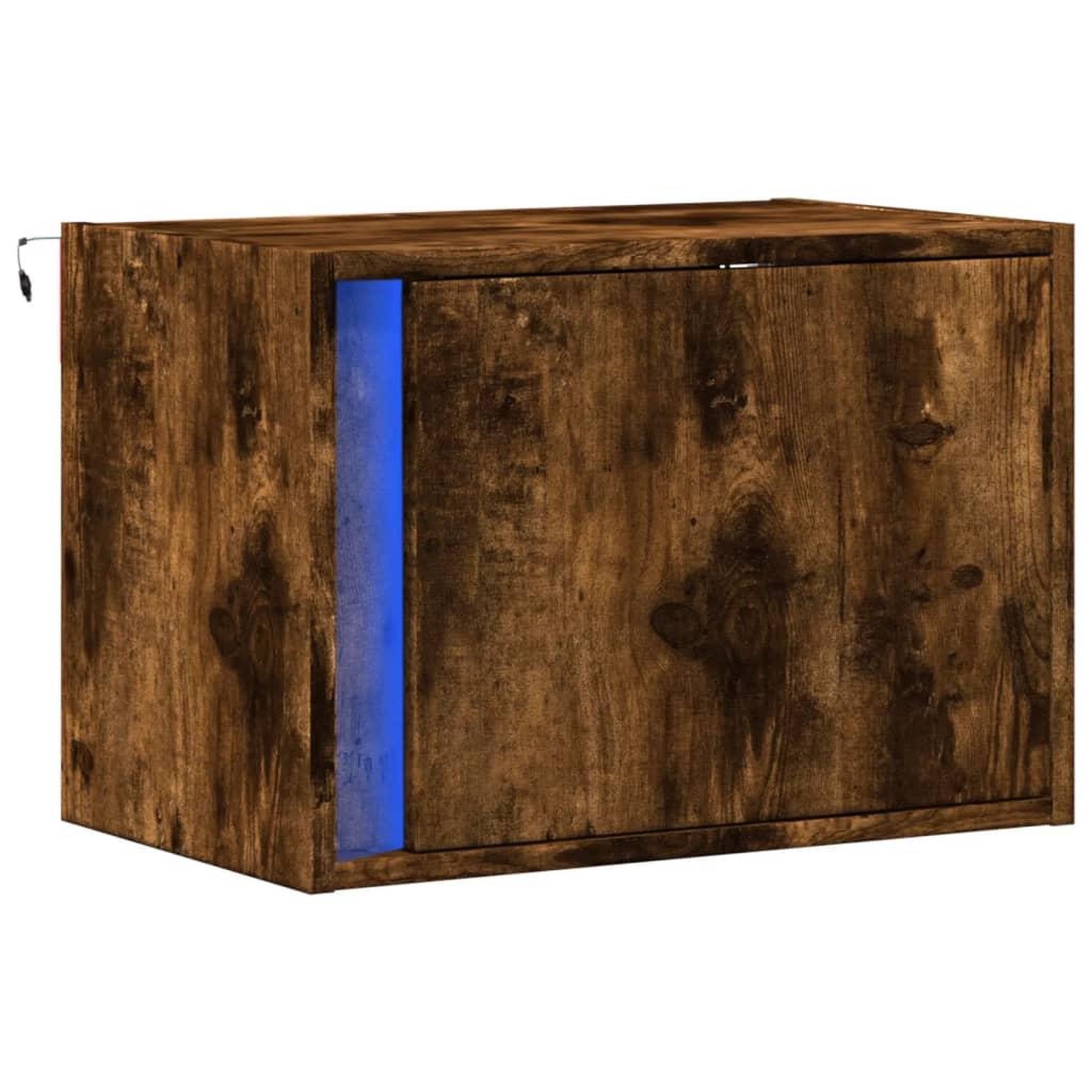 Voir la diapositive 3 : VIDAXL Table de chevet murale avec lumieres LED chene fume
