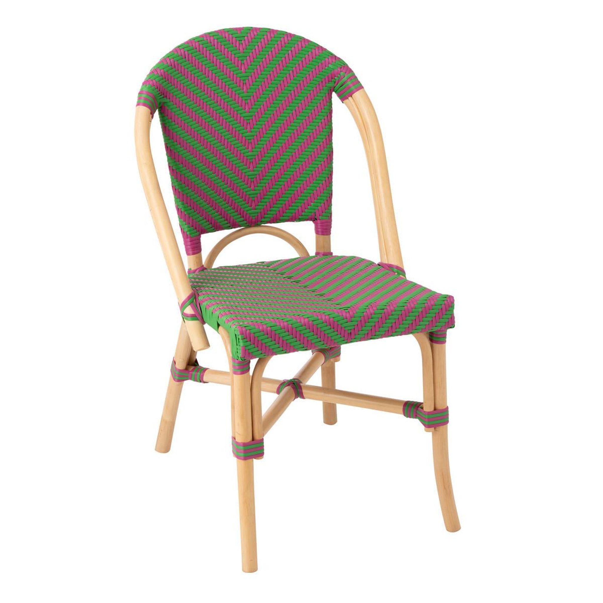 J-LINE Chaise en rotin  geo  86cm rose & vert
