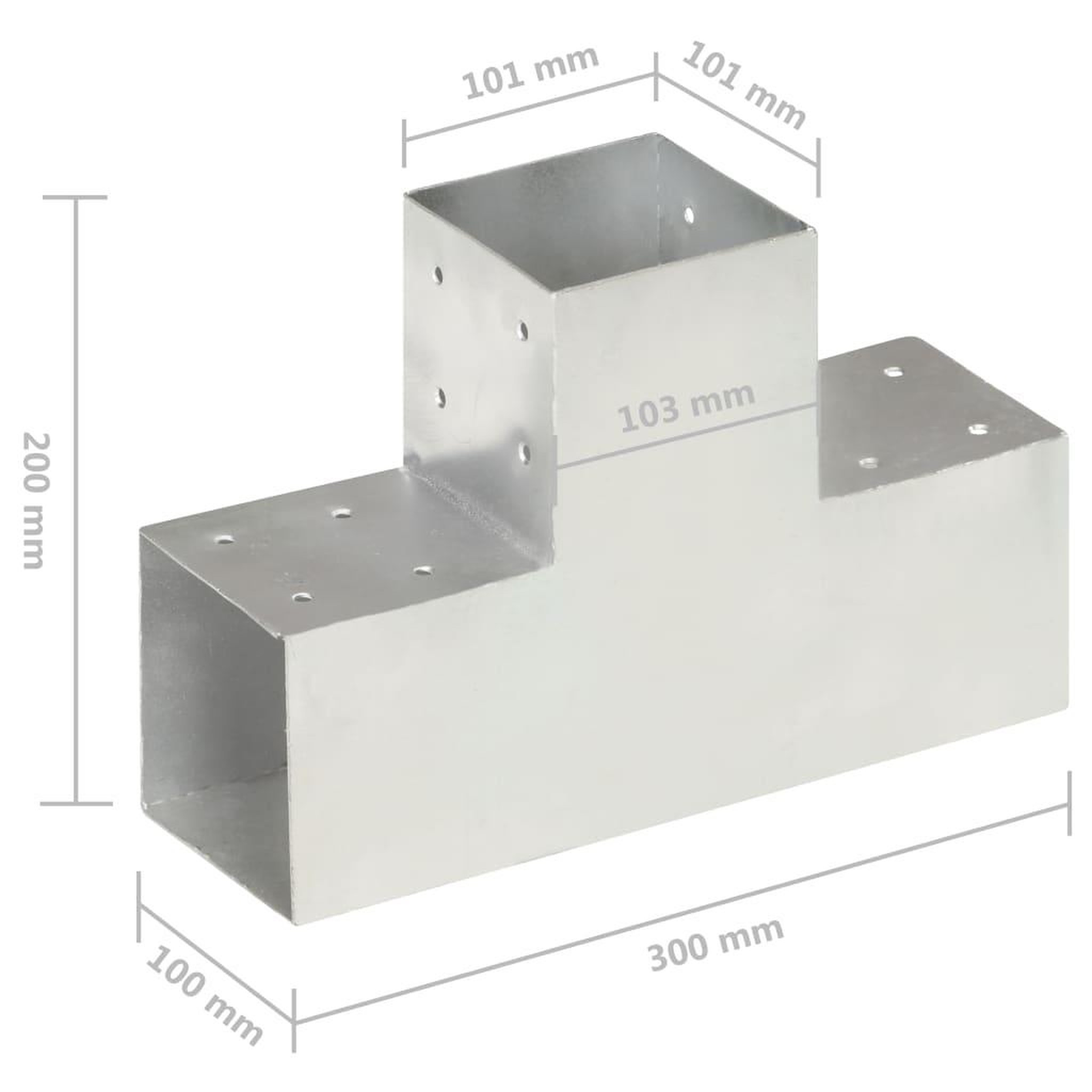 Voir la diapositive 6 : VIDAXL Connecteur de poteau Forme en T Metal galvanise 101x101 mm