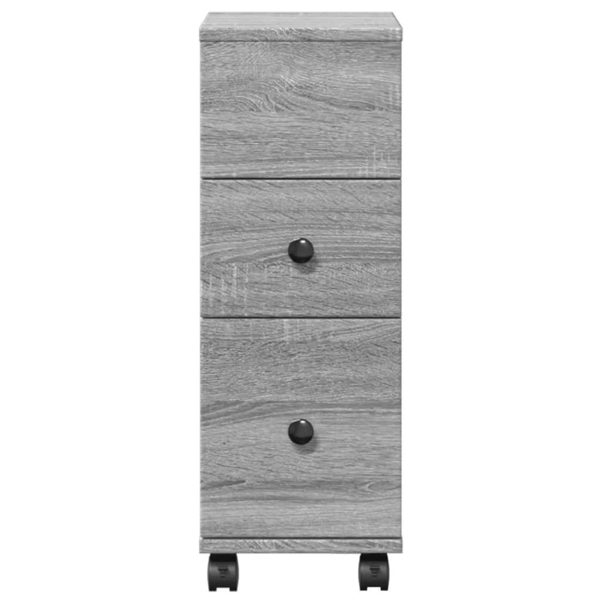 VIDAXL Meuble etroit de salle de bain a roulettes sonoma gris