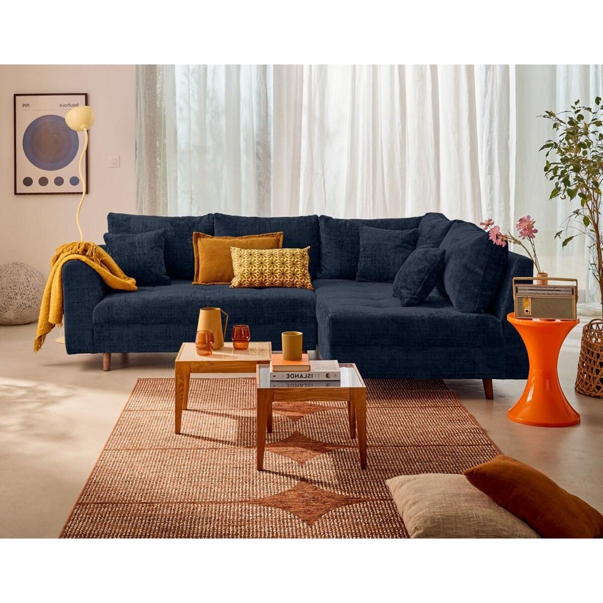 LISA DESIGN Rune - canapé d'angle droit 4 places en velours texturé