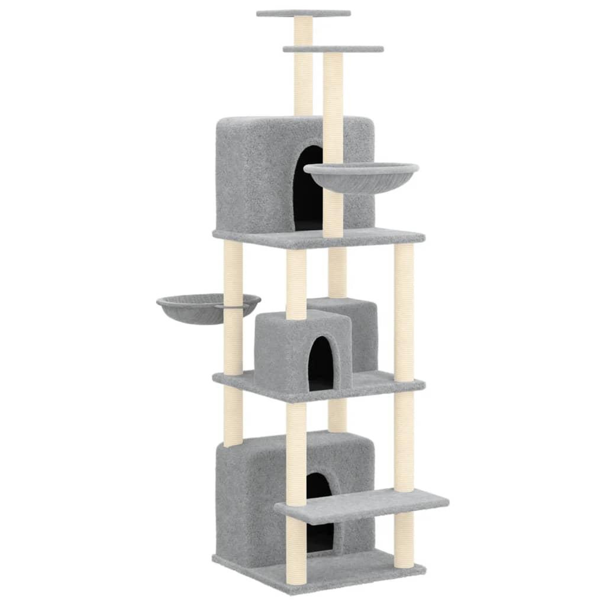 Voir la diapositive 2 : VIDAXL Arbre a chat avec griffoirs en sisal Gris clair 180 cm