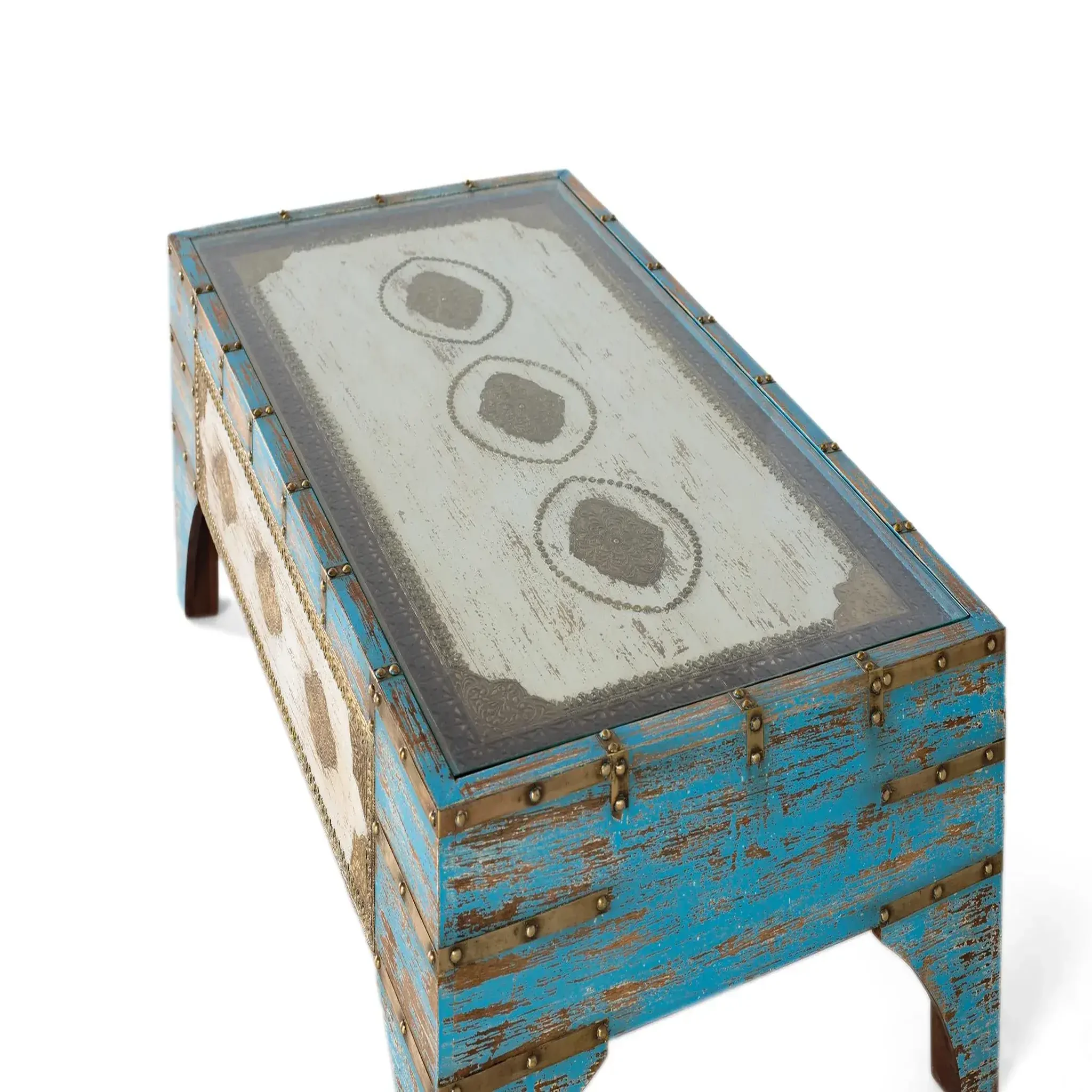 Voir la diapositive 3 : GINER Y COLOMER SL Table basse en bois de manguier 120 cm style ethnique vintage