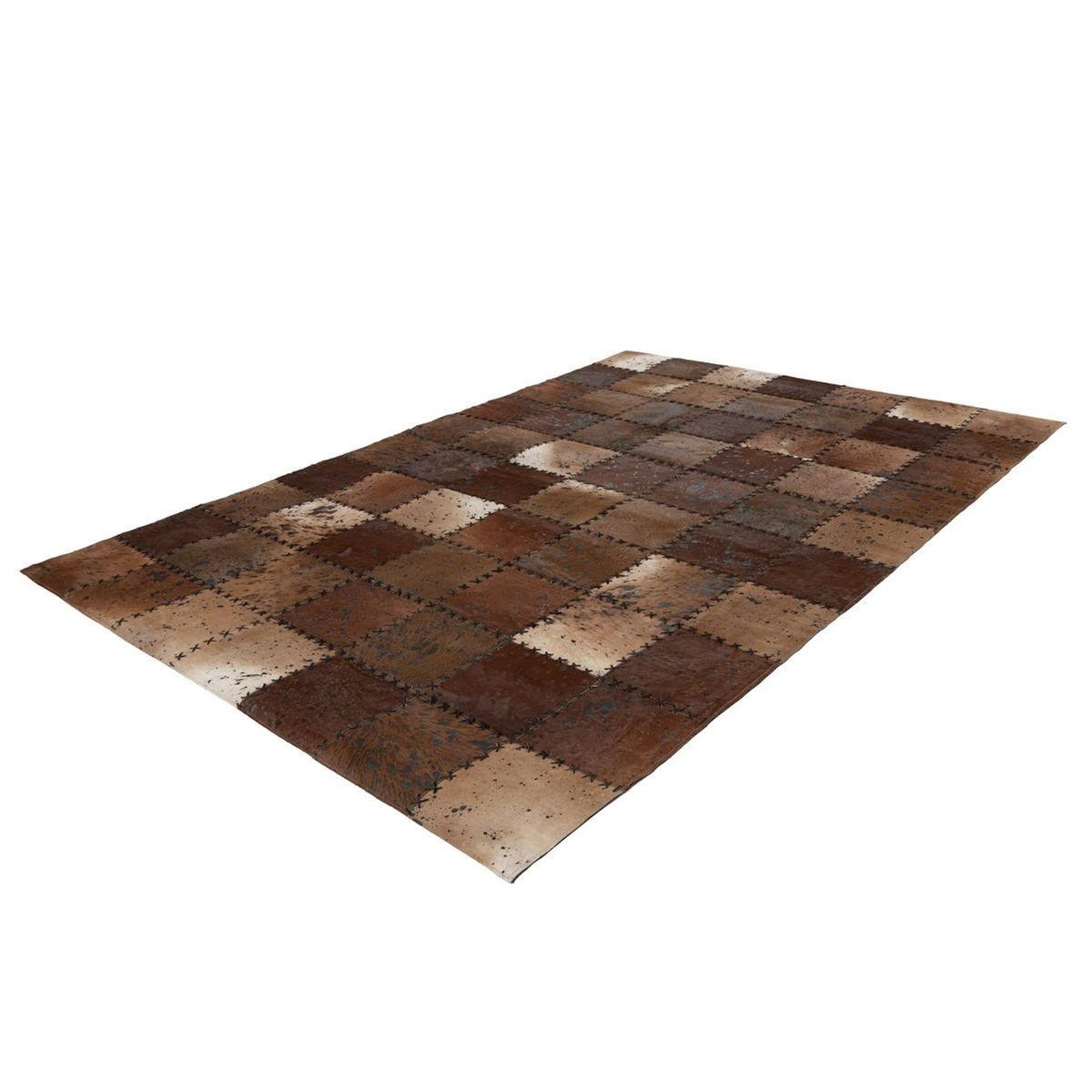 Paris Prix Tapis Patchwork en Cuir Fait Main  Voila  Marron
