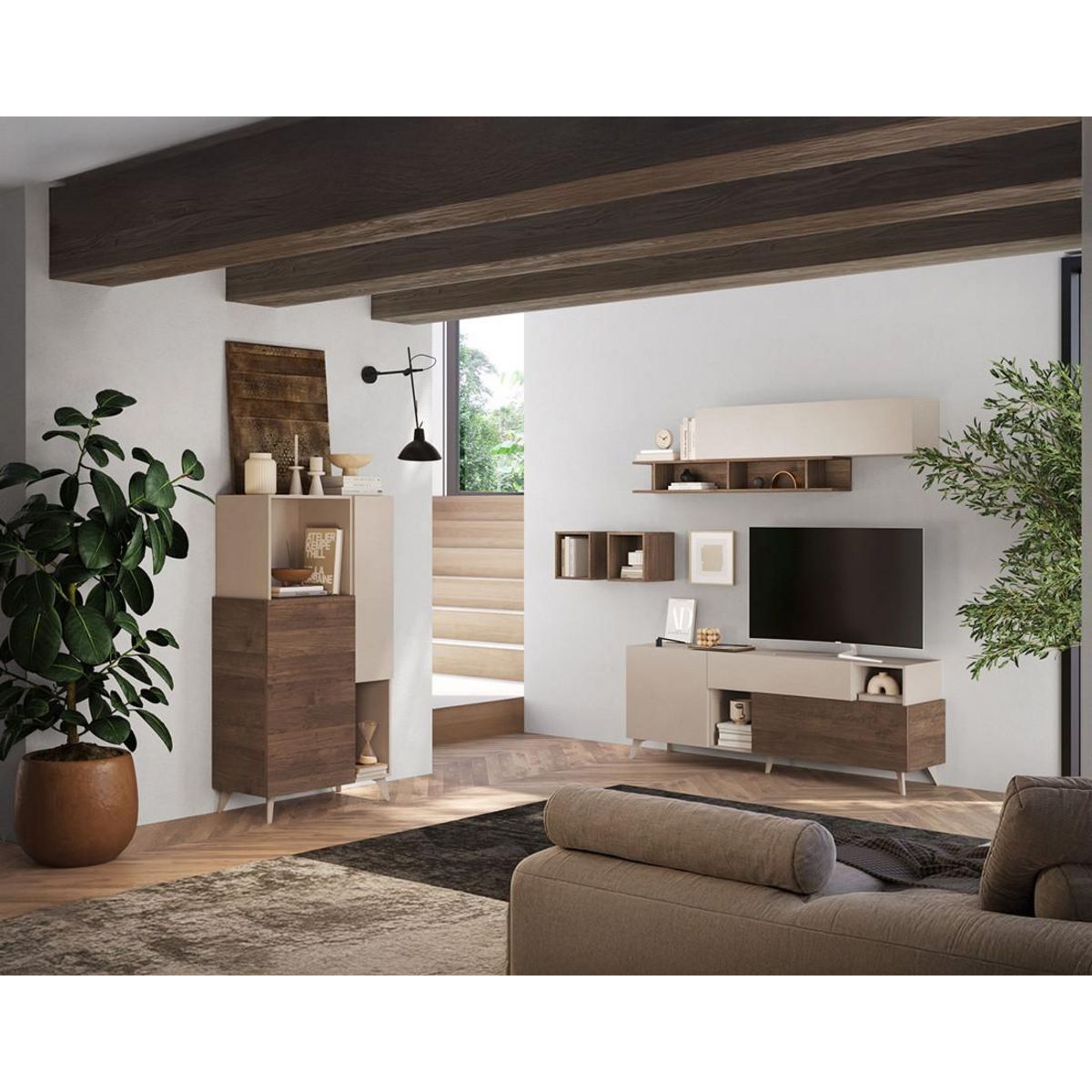 BEST MOBILIER Estelle - meuble tv - 2 portes et 1 tiroir - 181 cm