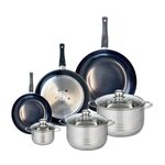 ELO Ensemble de 3 Poêles de cuisson 20, 28 et 32 cm et 3 faitouts 12, 20 et 24 cm Elo Prima Brillant
