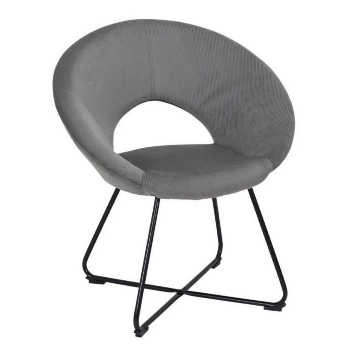 Paris Prix Fauteuil Design Velours Côtelé  Giulia  84cm Gris
