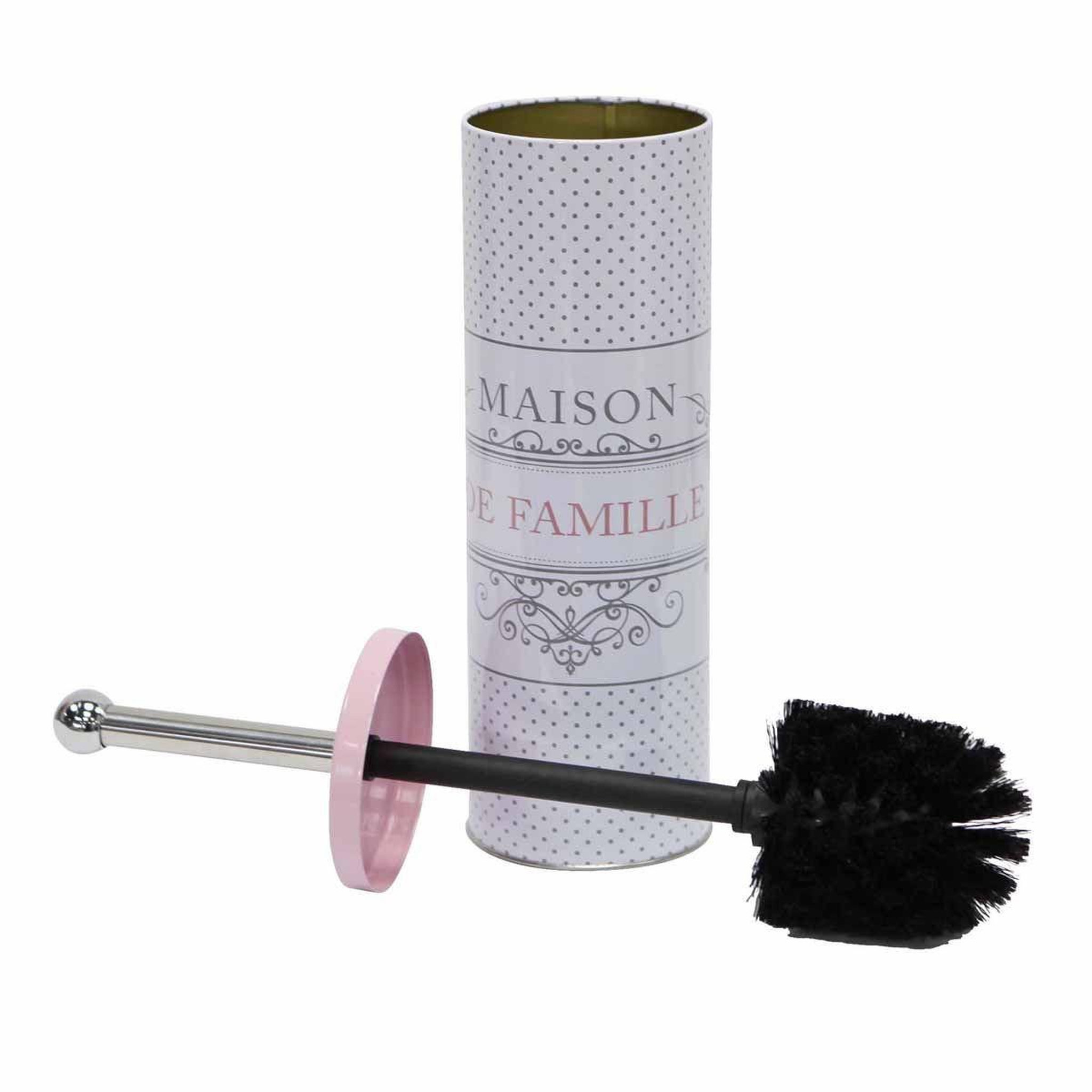 Douceur d'Intérieur Brosse wc imprimé  maison de famille  37cm blanc