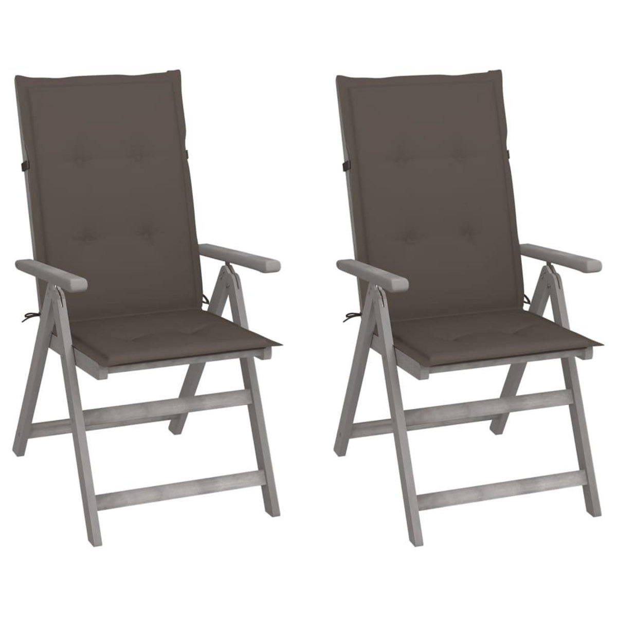 VIDAXL Chaises inclinables de jardin lot de 2 et coussins Bois acacia