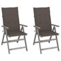 Voir la diapositive 1 : VIDAXL Chaises inclinables de jardin lot de 2 et coussins Bois acacia