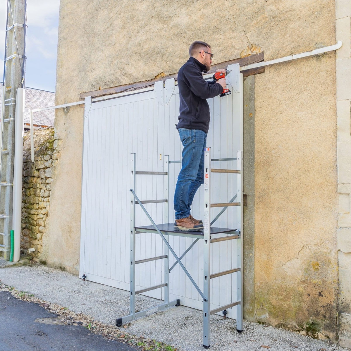 HAILO Echafaudage roulant d'escalier 3m en aluminium - HOBBYSTEP H3