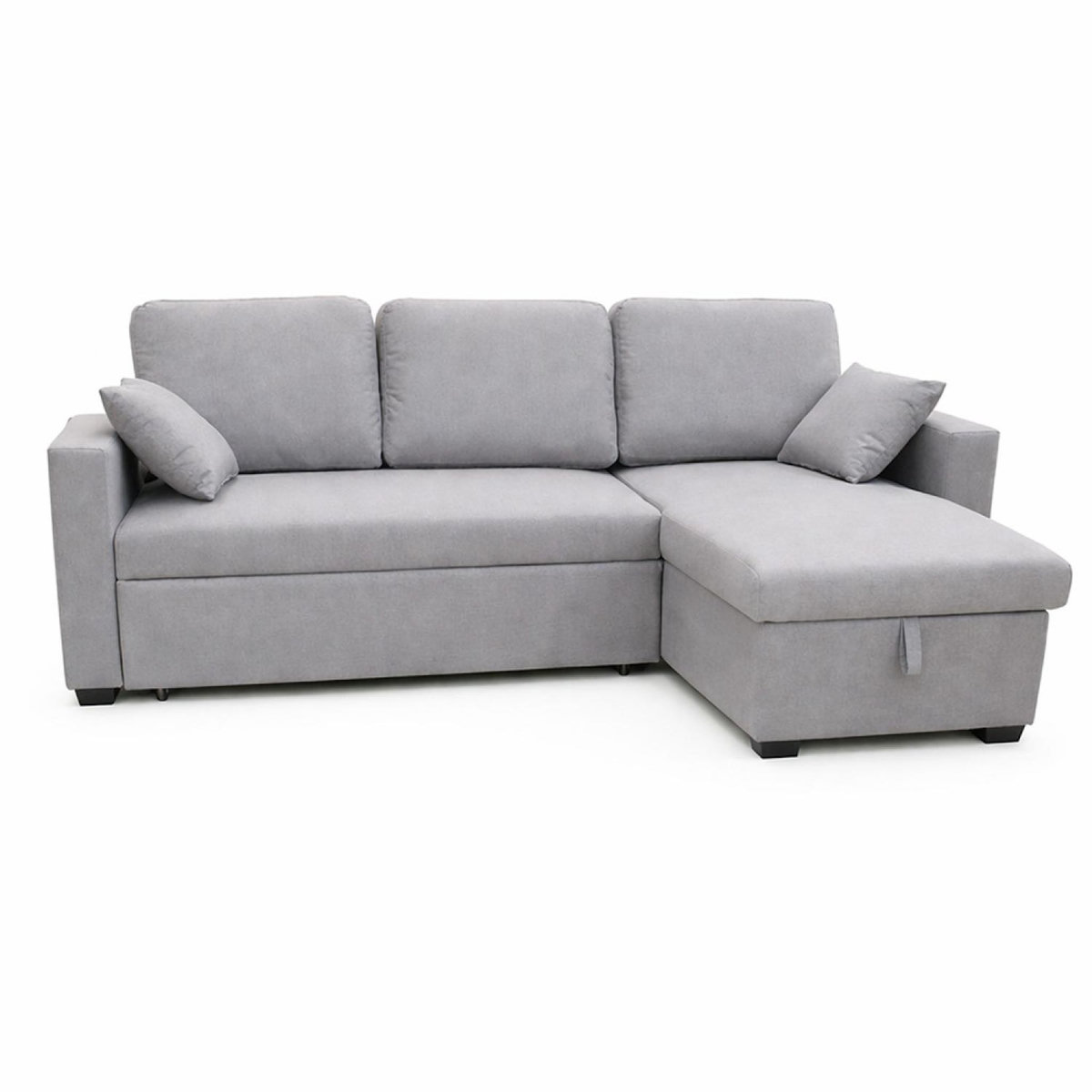 CONCEPT USINE Canapé d'angle convertible 3 places avec coffre en tissu gris CELBRIDGE