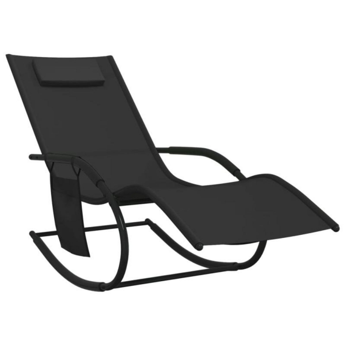 VIDAXL Chaise longue à bascule noir acier et textilène