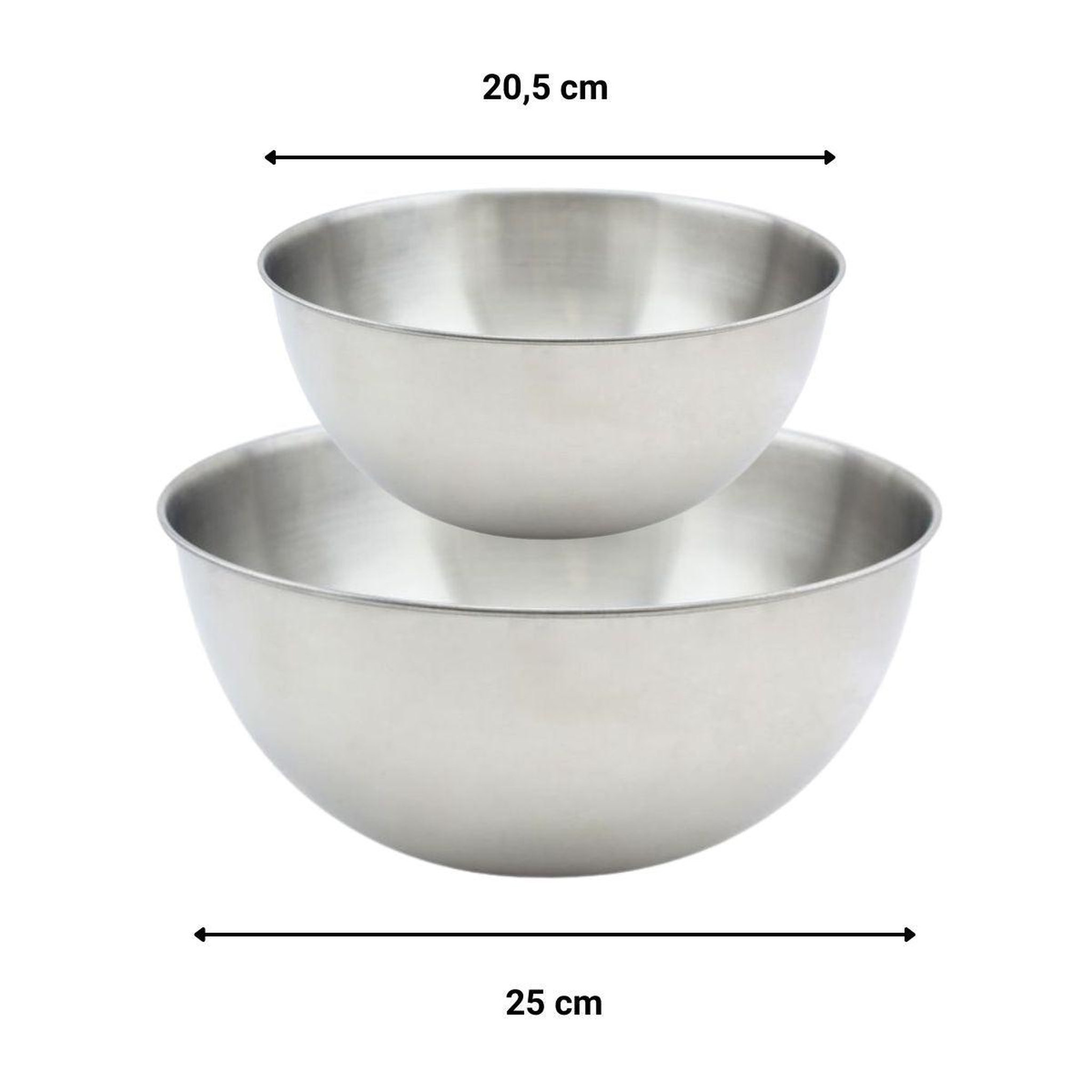 Voir la diapositive 4 : Fackelmann Set de 2 saladiers en inox de 20,5 cm et 25 cm de diamètre et couverts à salade en plastique fackelmann
