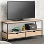 Voir la diapositive 2 : ID MARKET Meuble TV 113 cm DETROIT 2 tiroirs design industriel