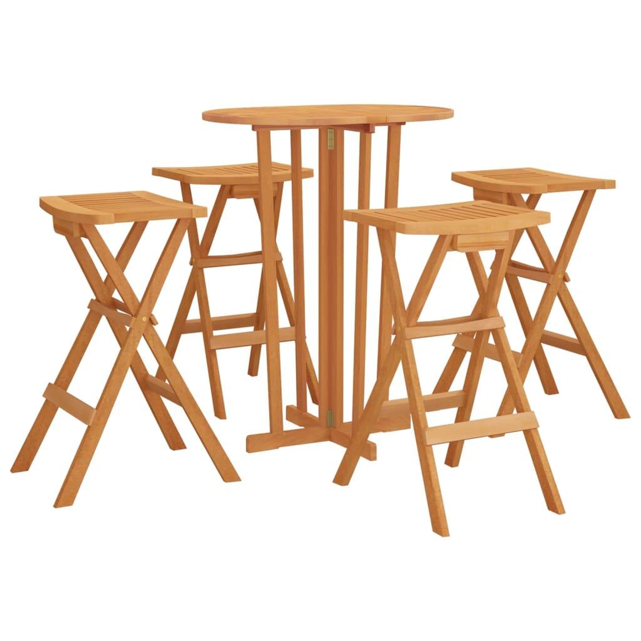 Voir la diapositive 3 : VIDAXL Ensemble de bar pliable 5 pcs Bois de teck massif