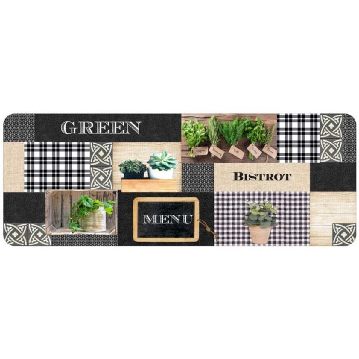 Paris Prix Tapis de Cuisine Mousse  Green Bistrot  45x120cm Multicolore