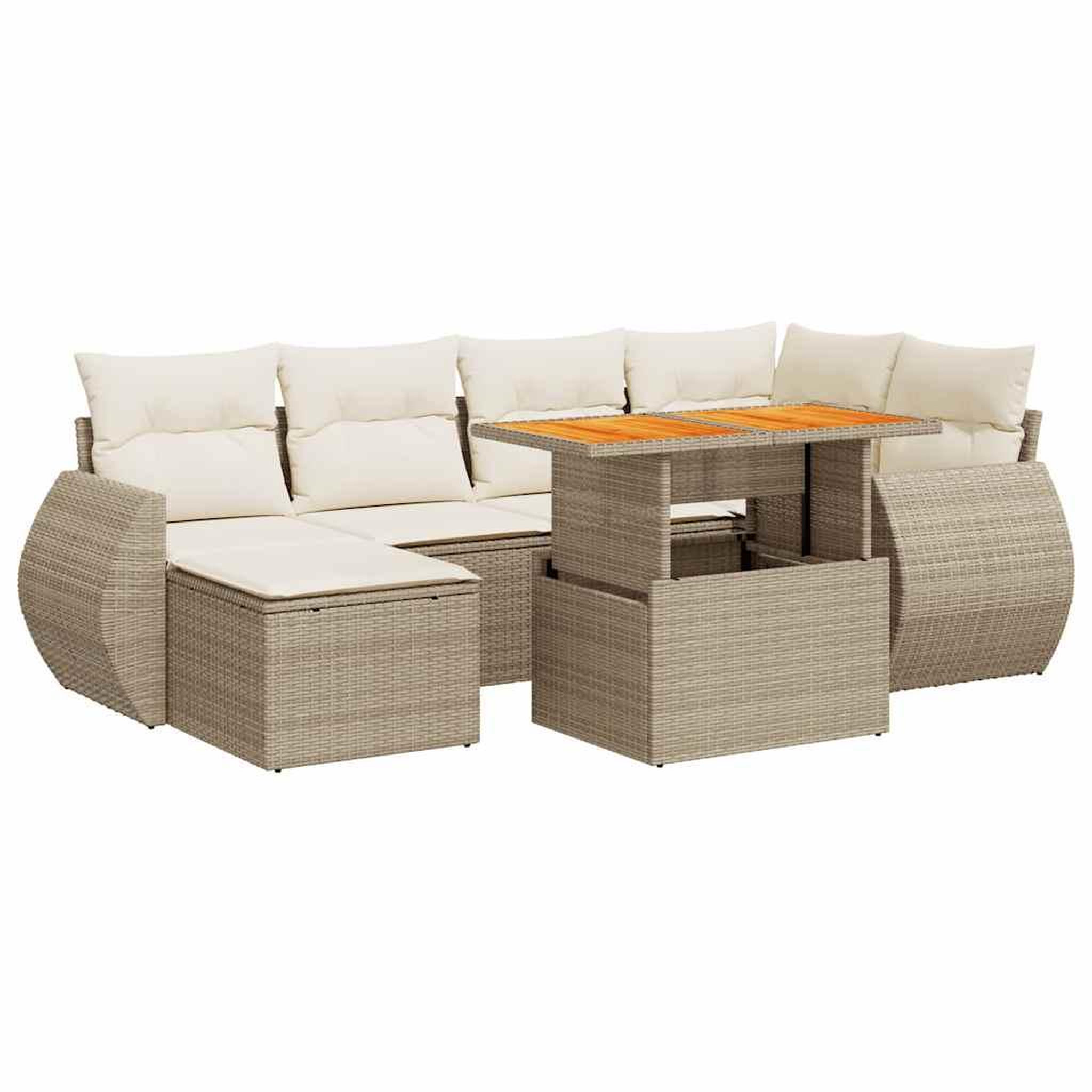 Voir la diapositive 2 : VIDAXL Salon de jardin avec coussins 7 pcs beige resine tressee