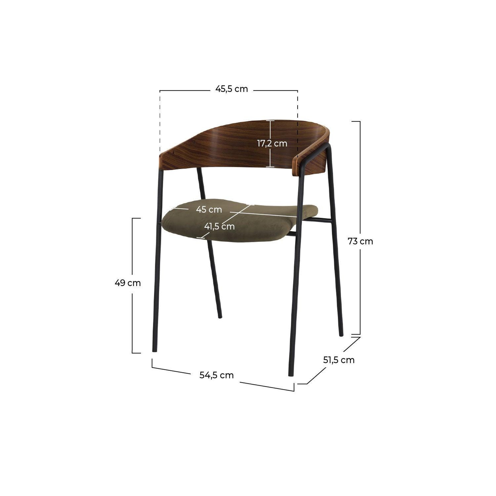 Voir la diapositive 4 : MAISON PAVANE Lot de 2 chaises en velours vert kaki et bois de noyer-esmée