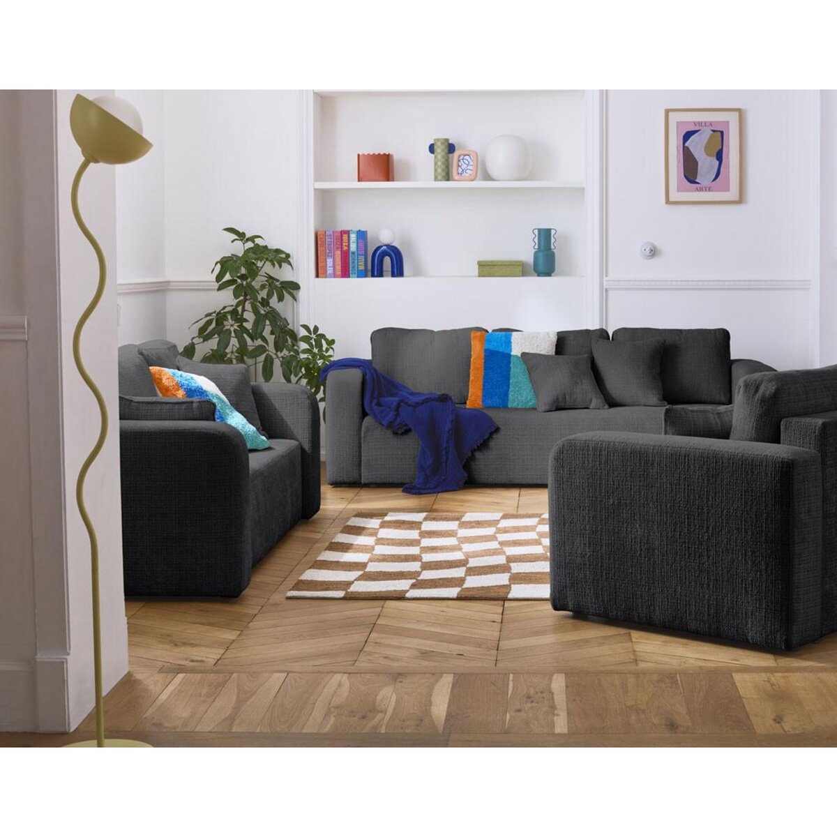 BEST MOBILIER Miro - canapé droit 2 places - en velours texturé