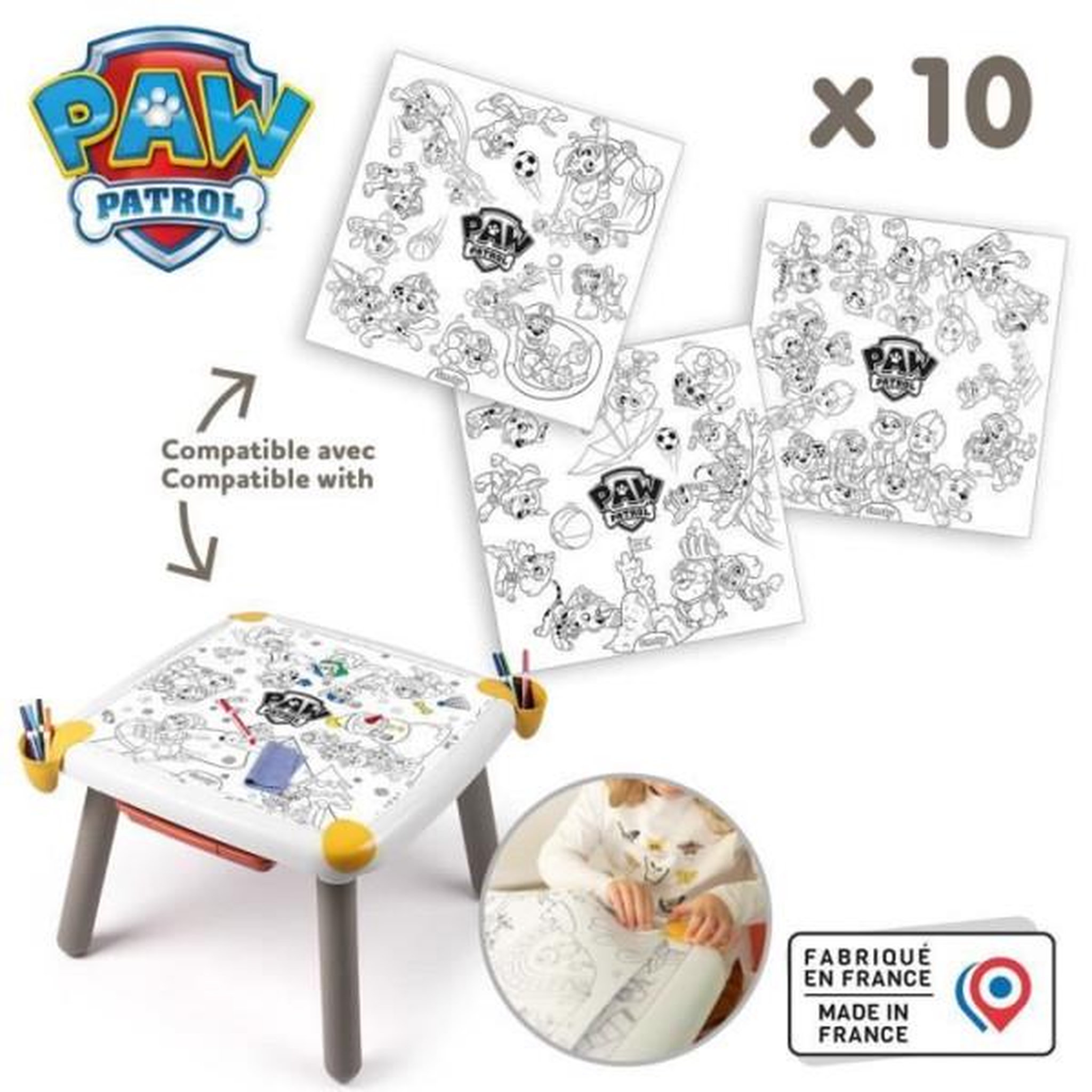 SMOBY Smoby - recharge coloriages pour la kid table créative - 10 feuilles de coloriages pat' patrouille