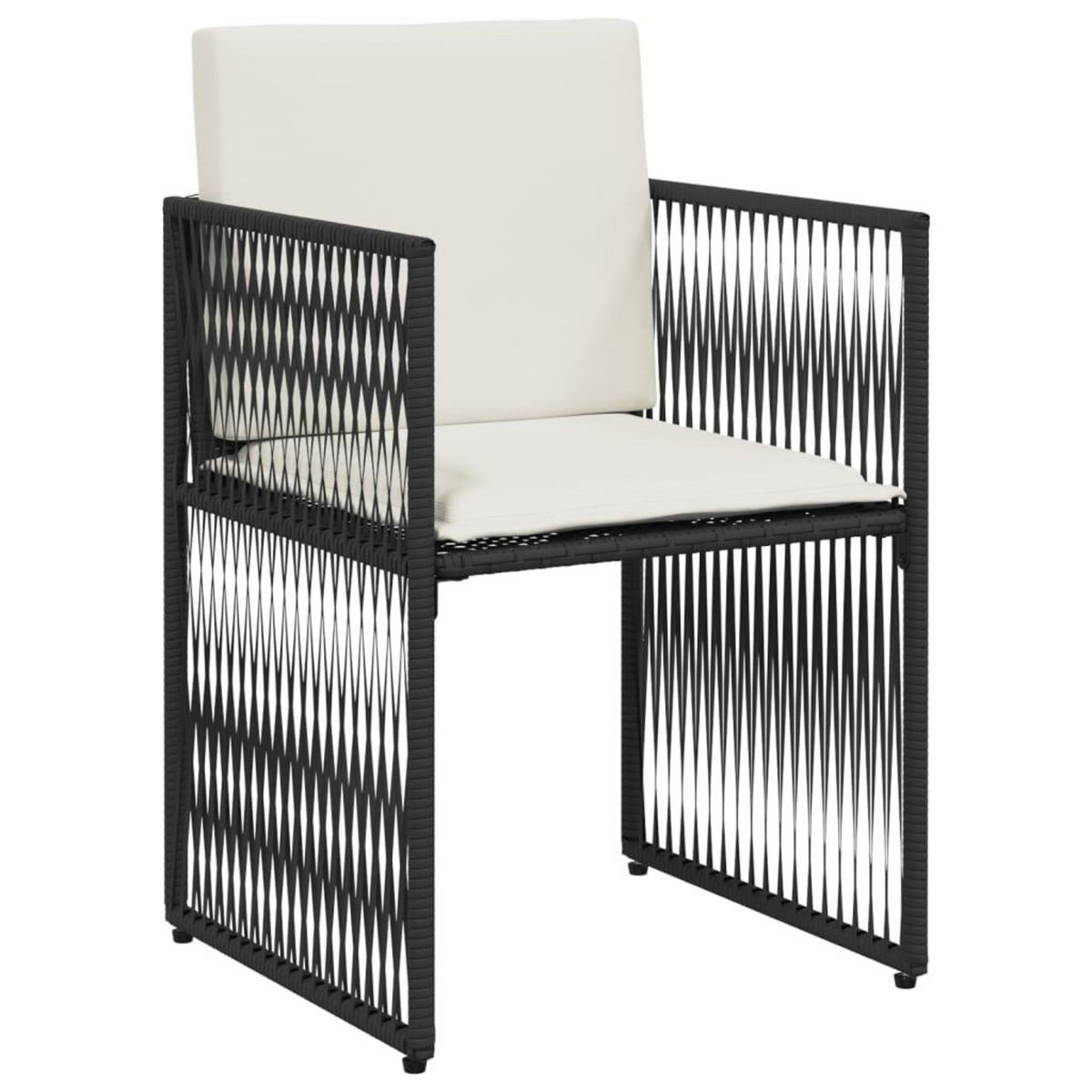 VIDAXL Ensemble a manger de jardin coussins 7 pcs noir resine tressee