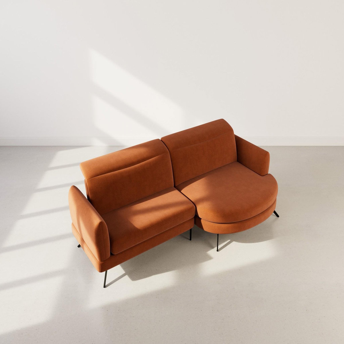 LISA DESIGN Terry - canapé d'angle droit 4 places avec têtières réglables en tissu texturé