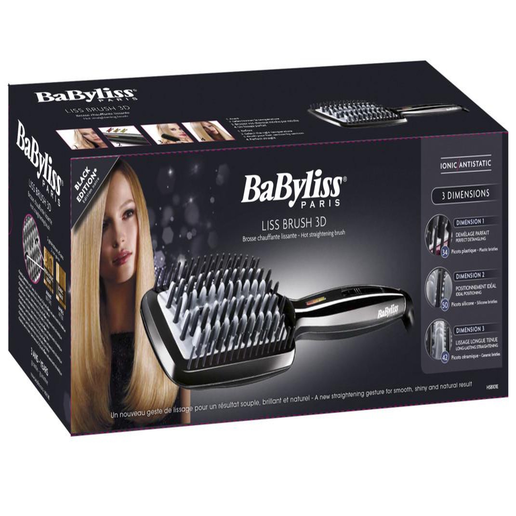 Voir la diapositive 4 : BABYLISS Brosse chauffante lissante noir - HSB101E