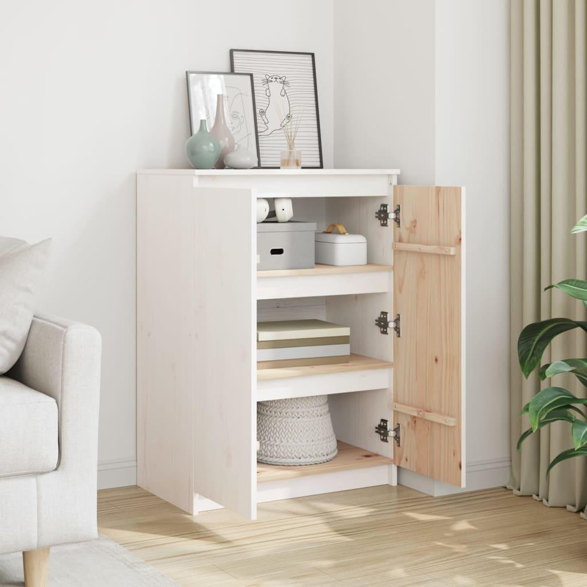 Voir la diapositive 3 : VIDAXL Buffet Blanc 60x36x84 cm Bois de pin massif
