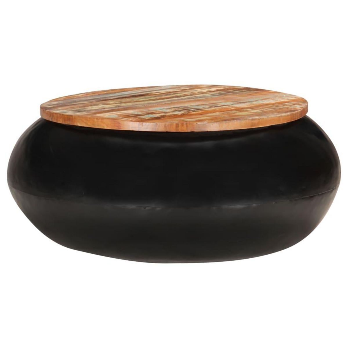 VIDAXL Table basse Noir 68x68x30 cm Bois de recuperation solide