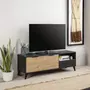 VS VENTA-STOCK Meuble TV Koln 2 Portes et 1 tiroir,Couleur Noir brossée et Bois 136,5 cm (Largeur)