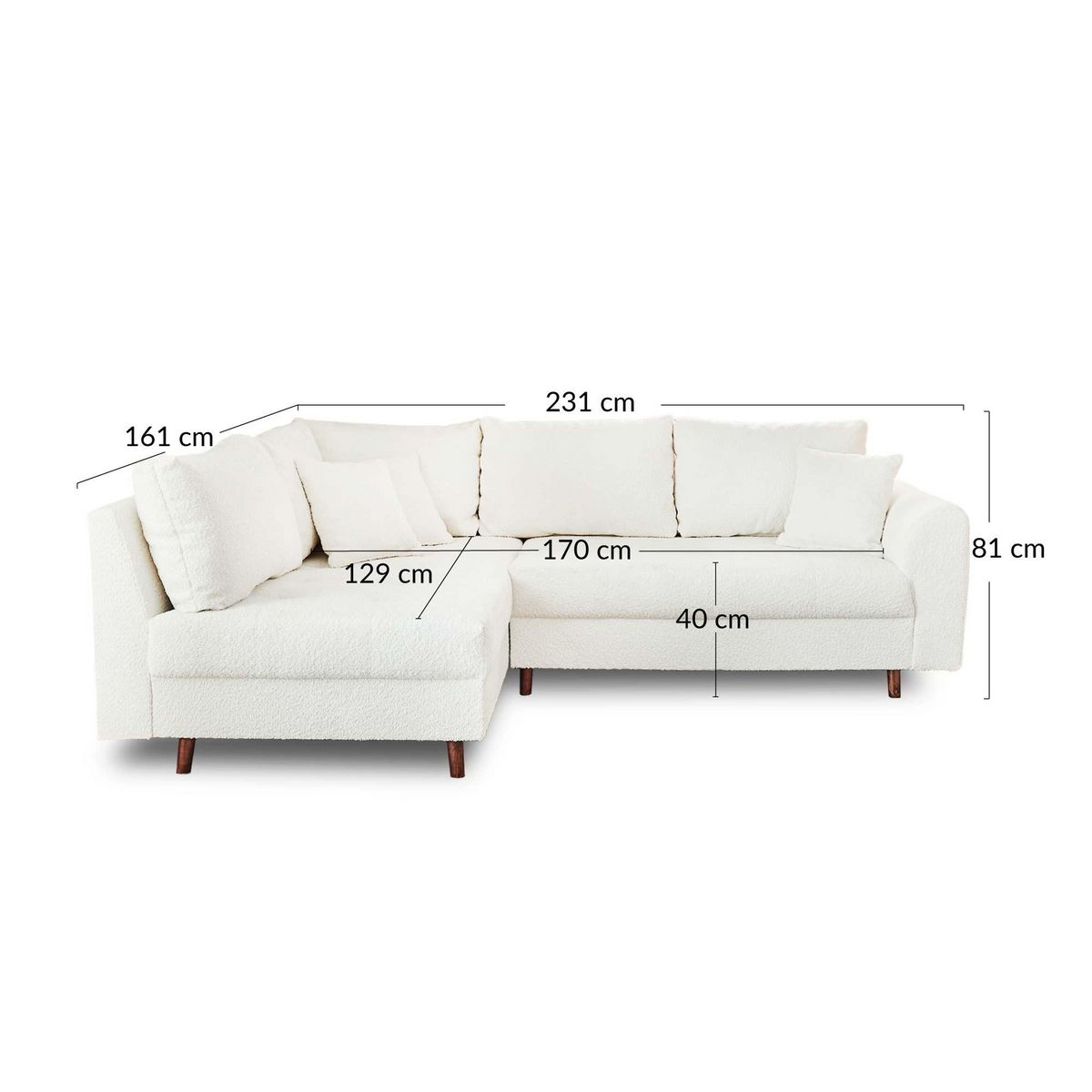 LISA DESIGN Rune - canapé d'angle gauche - 4 places - en tissu bouclette