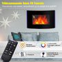 Voir la diapositive 3 : HOMCOM Cheminée électrique murale éclairages latéraux LED design avant-gardiste affichage LED avec télécommande et minuterie 1000/2000 W luminosité réglable noir