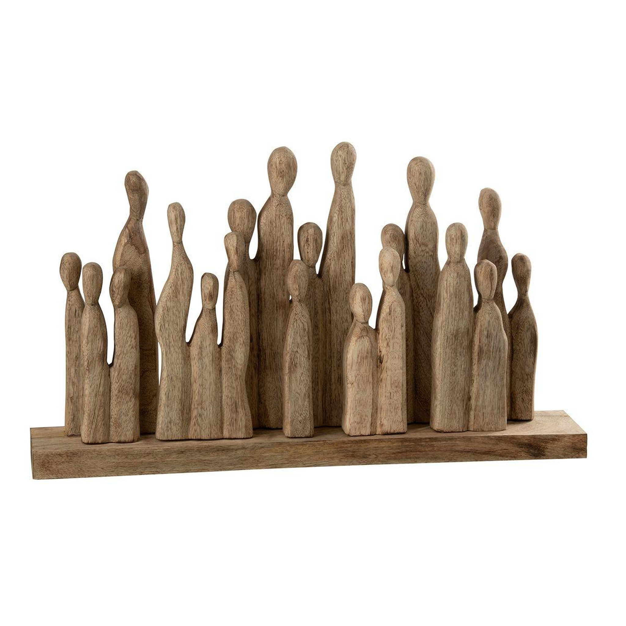 J-LINE Statuette déco en bois  'groupe de personnages  36cm naturel