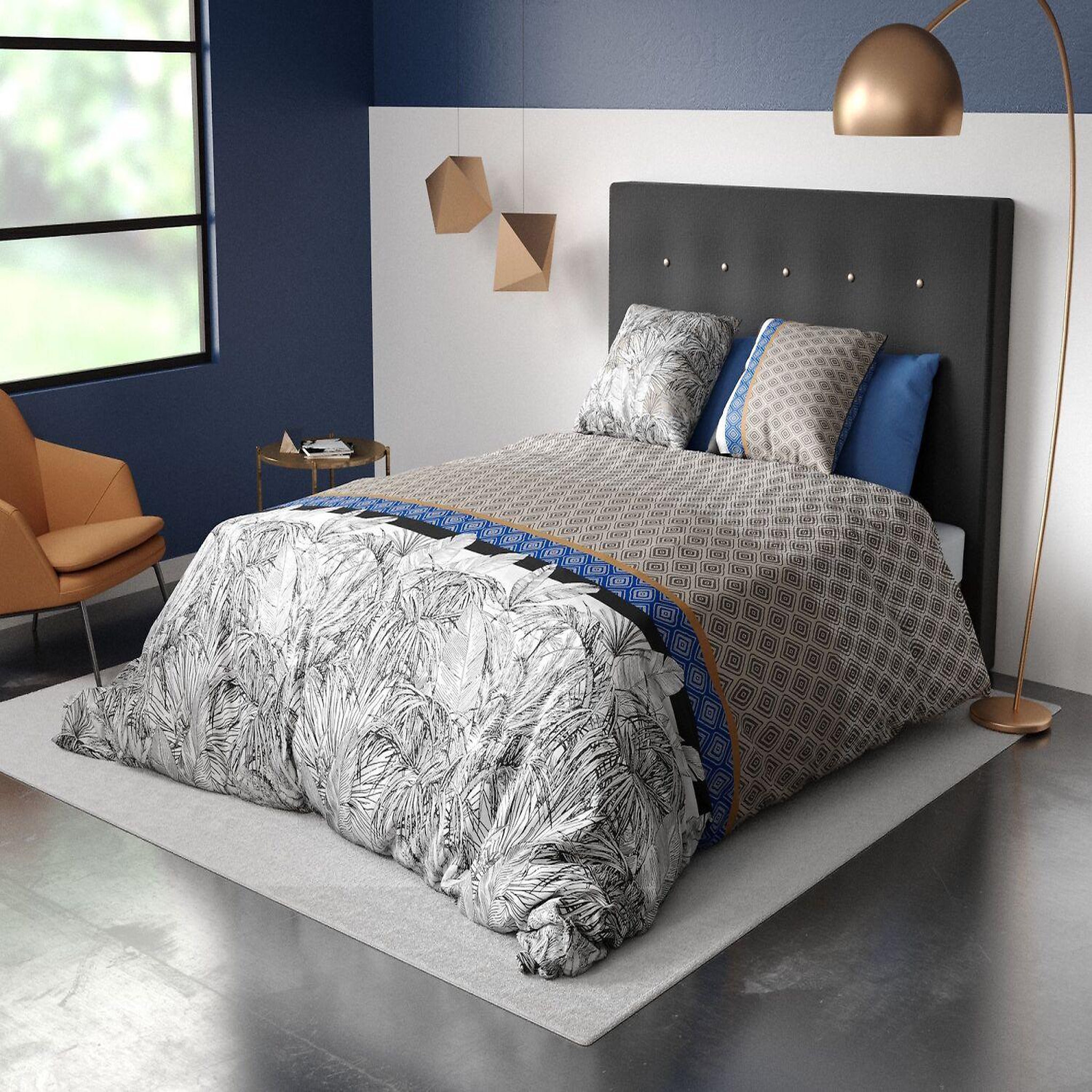 ATELIER DU COTON Parure housse de couette 100% coton 57fils- toki. Coloris disponibles : Gris