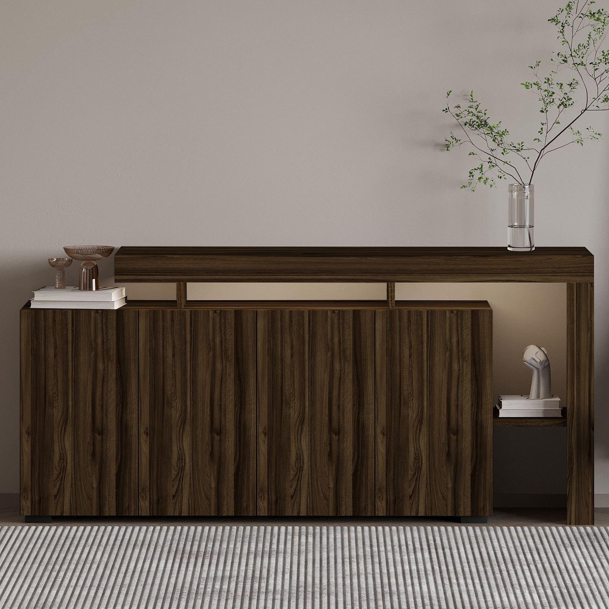 Voir la diapositive 2 : Habitat et Jardin Buffet en bois  beliz  - 170 x 35 x 80 cm - noyer