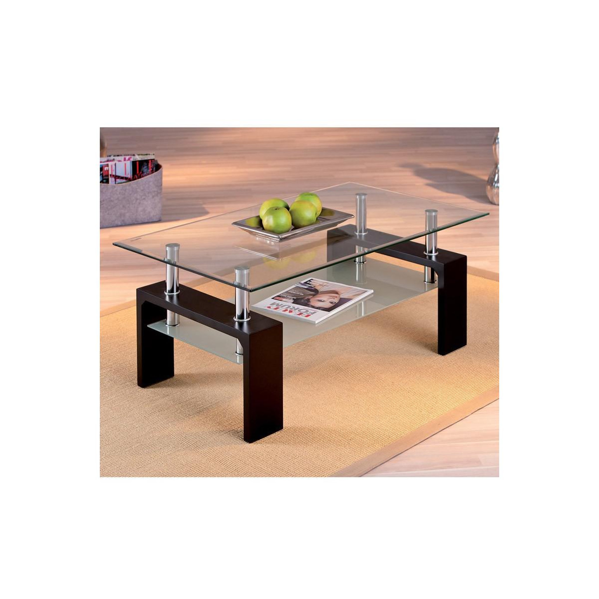 Voir la diapositive 5 : INTERLINK Table basse design en verre  leny  100cm noir