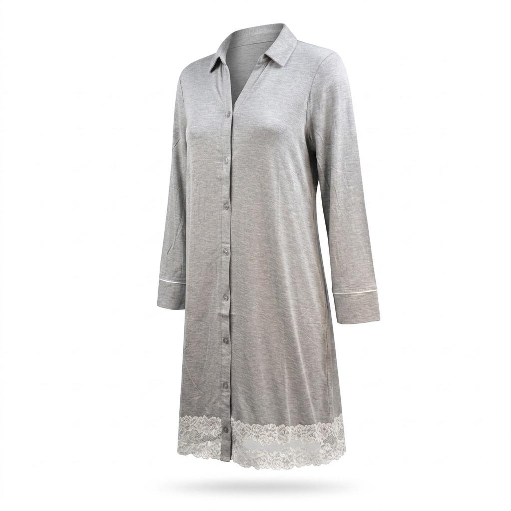 Voir la diapositive 1 : OZABI OZABI Chemise de Nuit Femme Boutonnée Dentelle Viscose