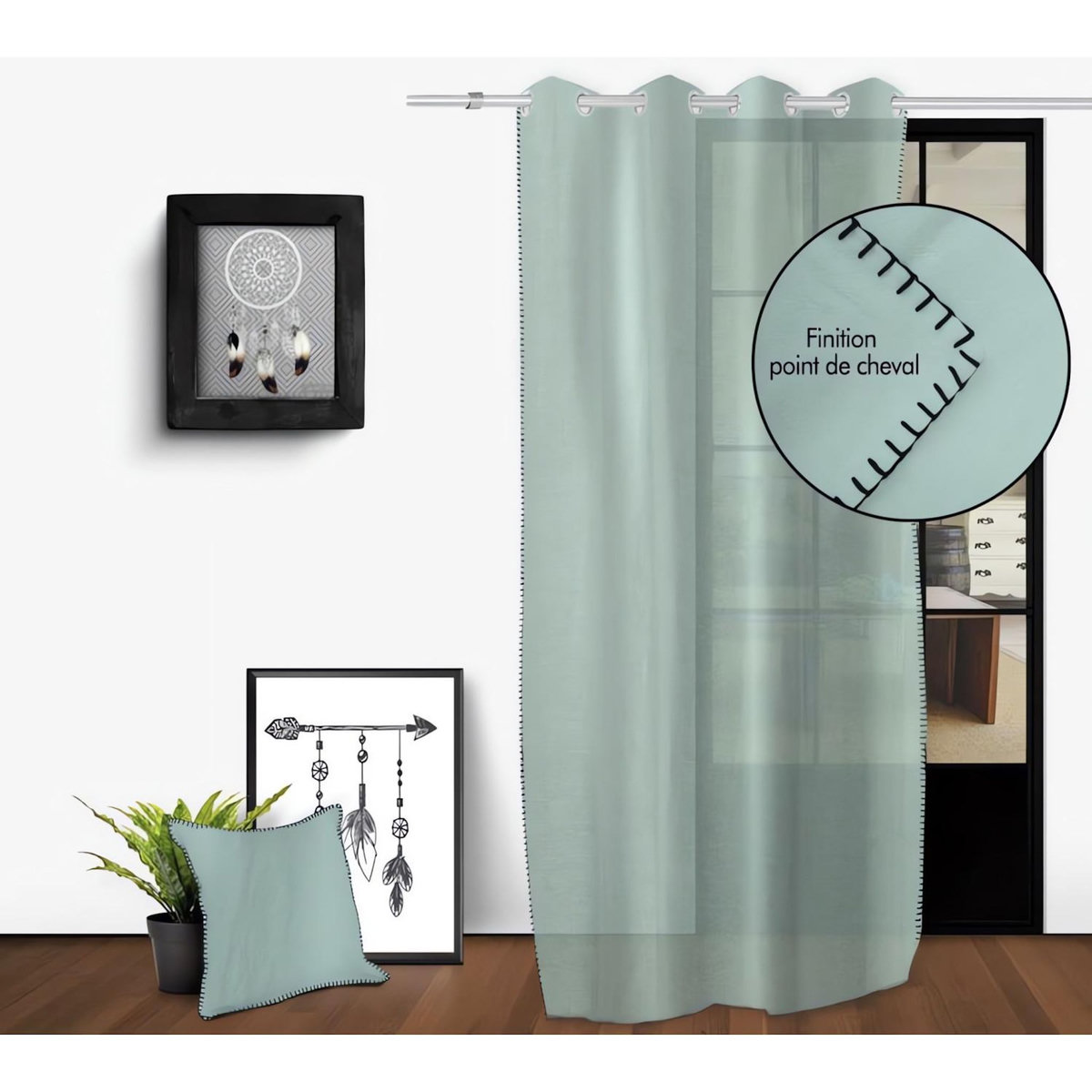 SOLEIL D'OCRE Voile oeillets en coton lavé SPIRIT blanc, par Soleil d'Ocre