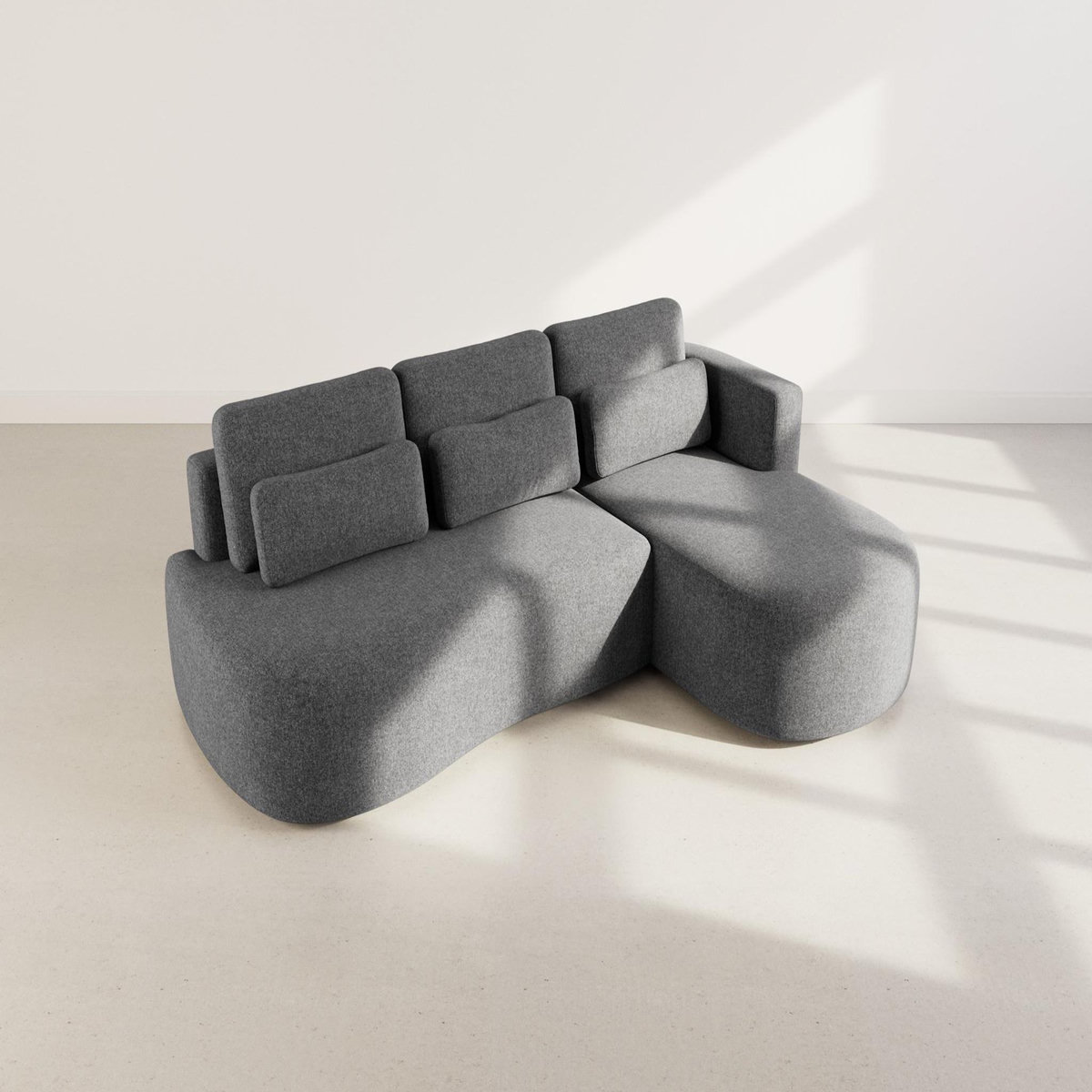 LISA DESIGN Mahina - canapé d'angle droit 4 places convertible avec coffre en tissu texturé