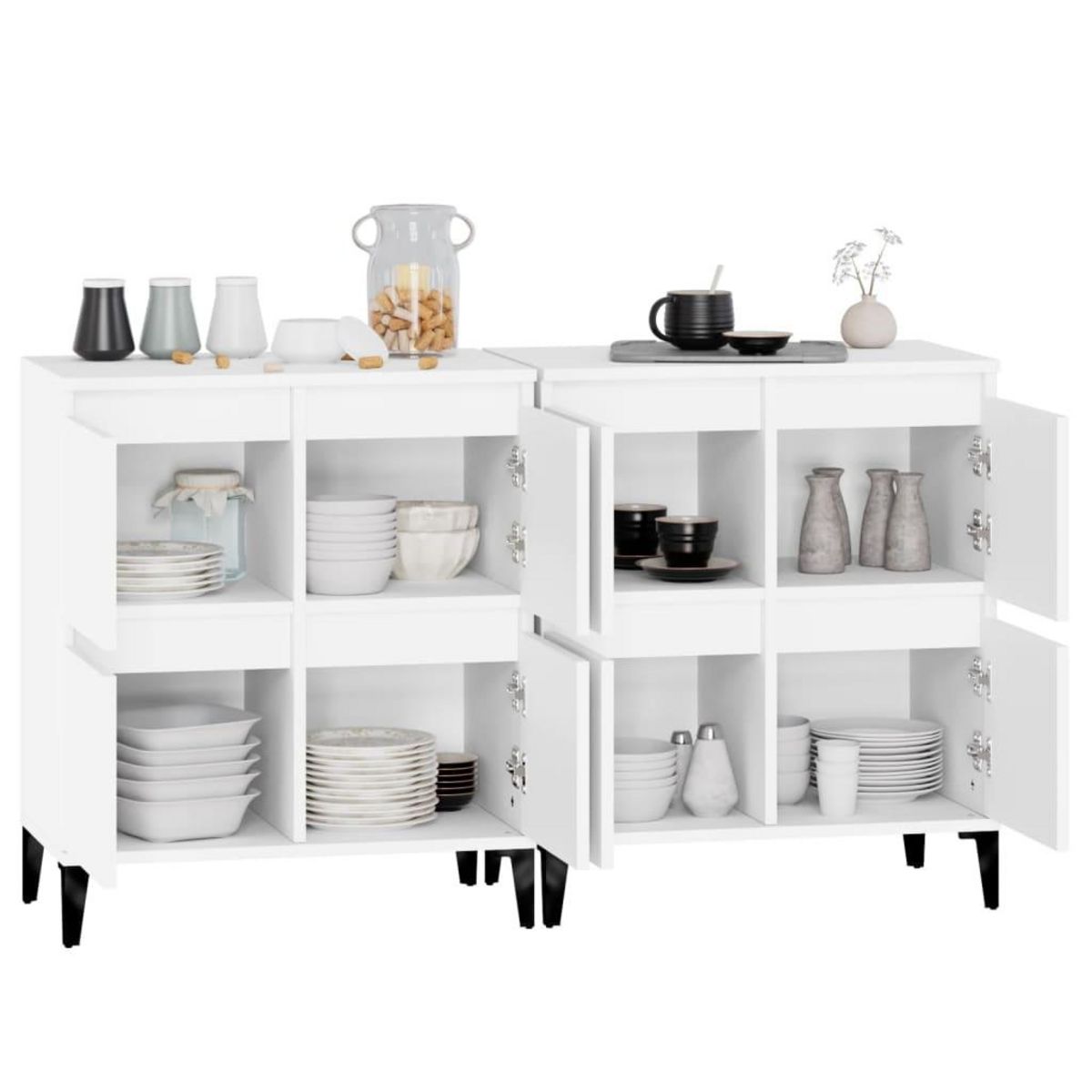 VIDAXL Buffets 2 pcs blanc 60x35x70 cm bois d'ingenierie