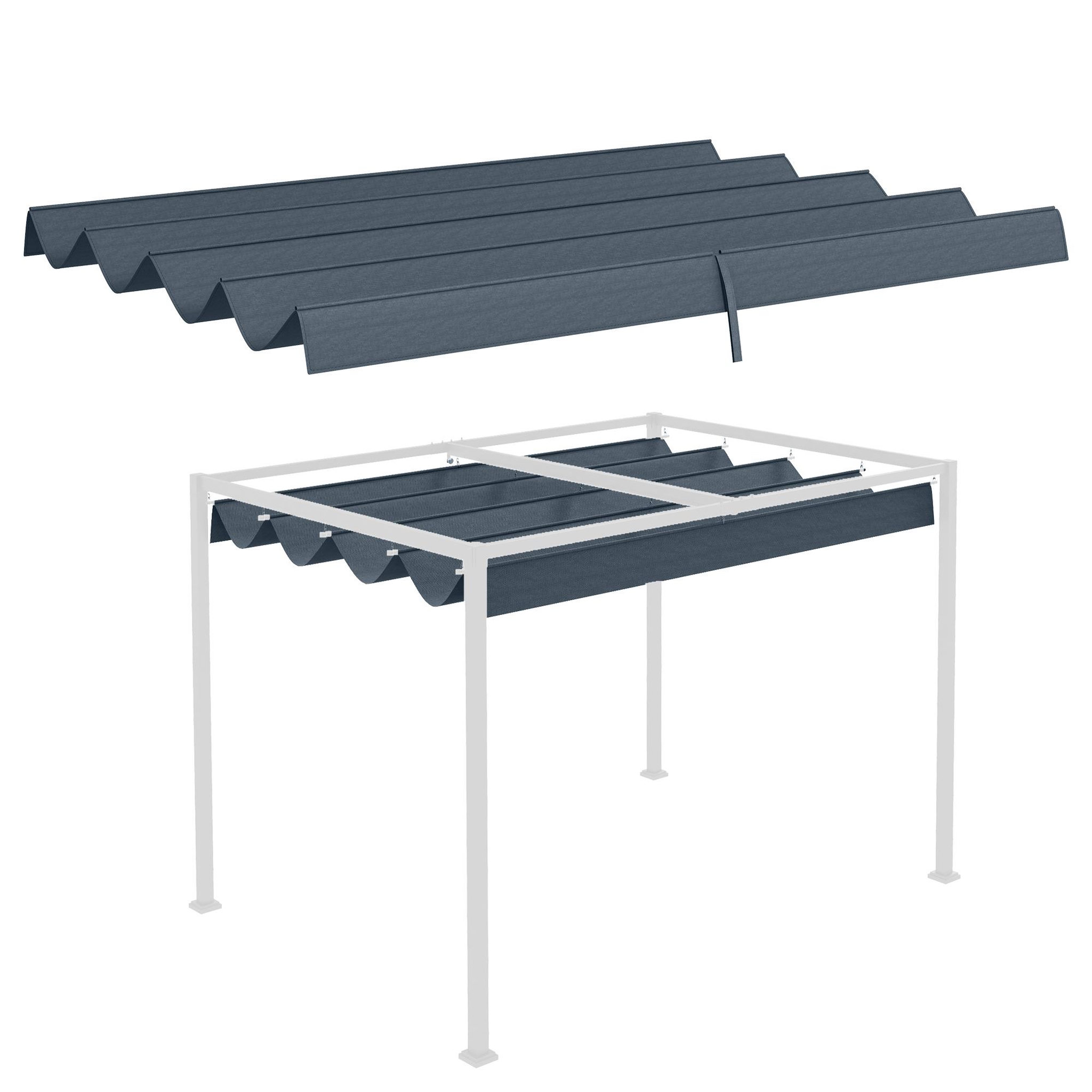 OUTSUNNY Toile de rechange pour pergola rétractable 3 x 2,15 m polyester haute densité 180 g/m² anti-UV30+ gris