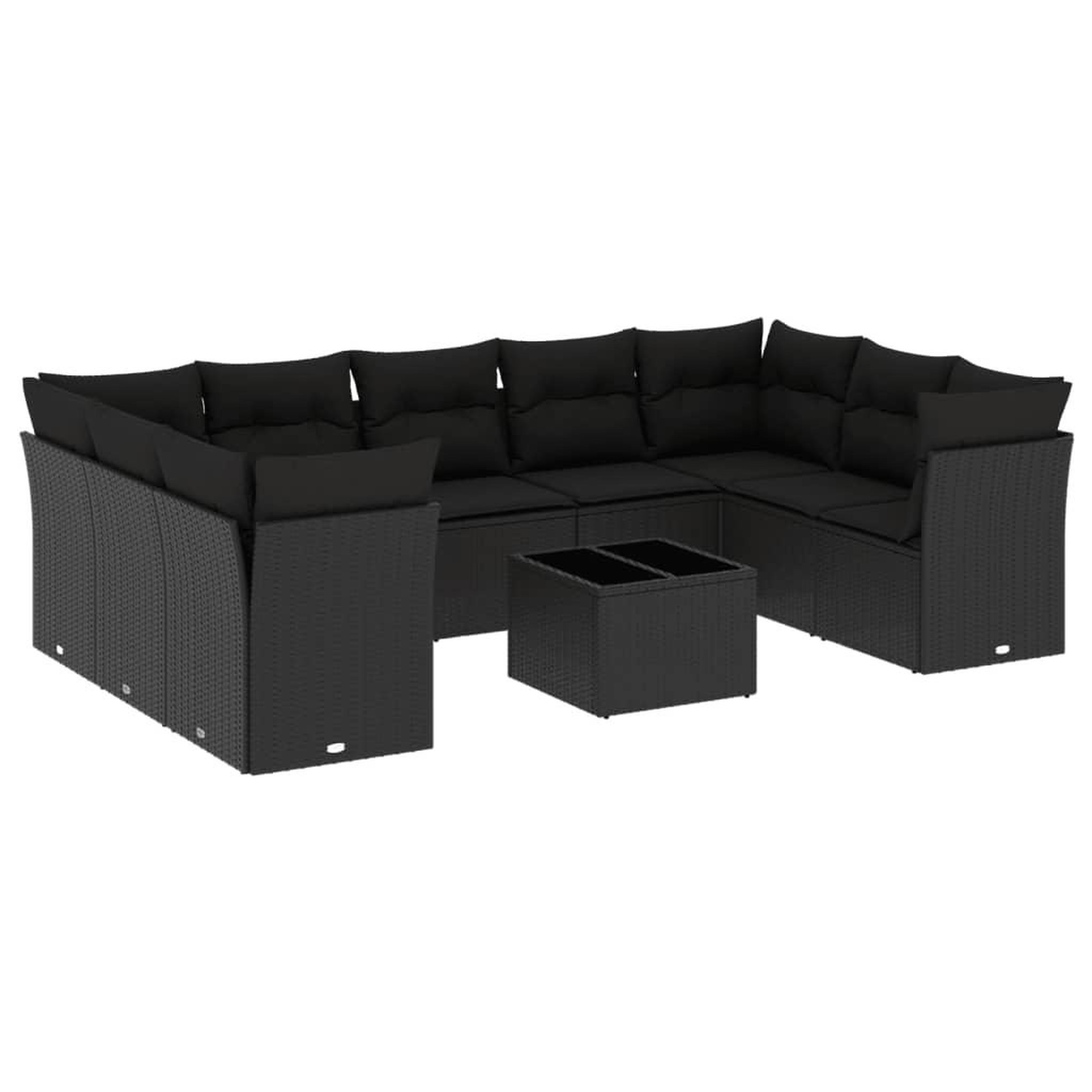 Voir la diapositive 2 : VIDAXL Salon de jardin 10 pcs avec coussins noir resine tressee