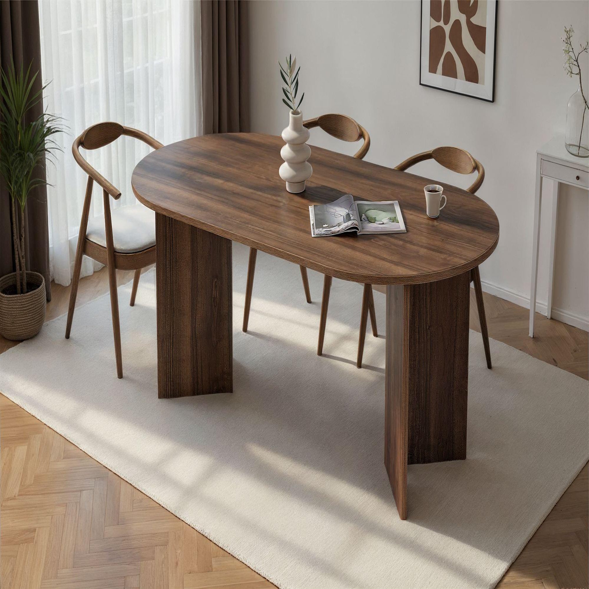 Voir la diapositive 2 : Habitat et Jardin Table à manger en bois  Sablin  180 x 90 x 75 cm - Noyer