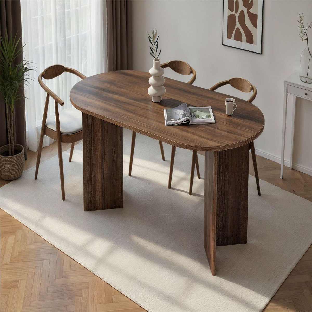 Habitat et Jardin Table à manger en bois  Sablin  180 x 90 x 75 cm - Noyer
